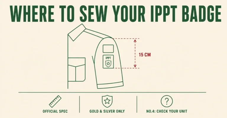 IPPT Gold and Silver badge placement on the left shoulder sleeve of No.1 Dress uniform